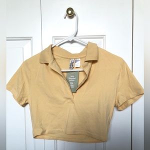 Yellow Cropped Polo Shirt